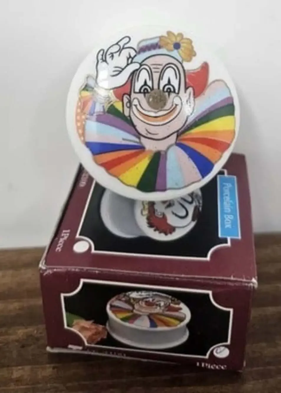 Vintage Trippies Inc. 90's Porcelain Trinket Keepsake Box Clown 2